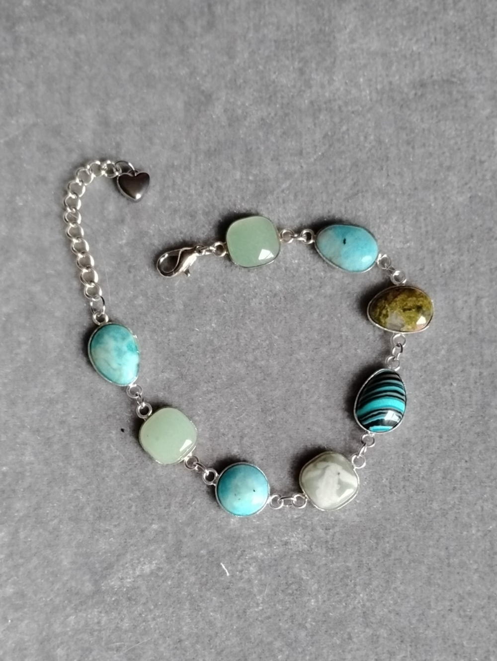 Hand Crafted Multi Gemstone Bezel Bracelet With 2 Inch Extender